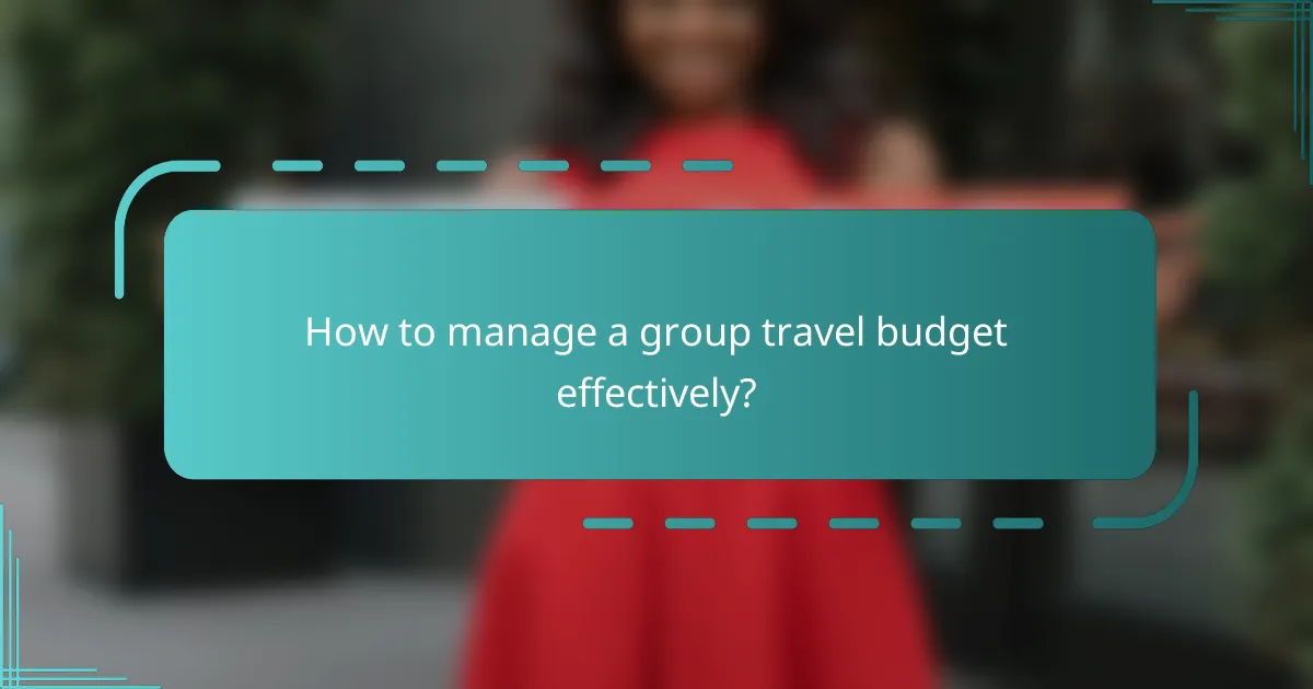 How to manage a group travel budget effectively?