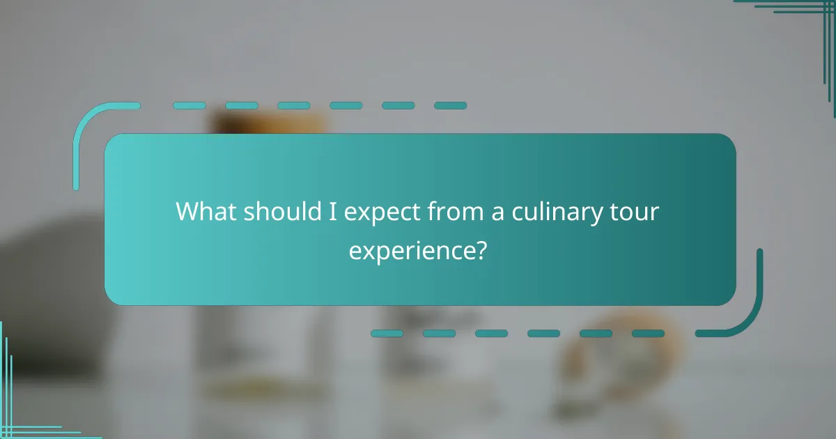 What should I expect from a culinary tour experience?